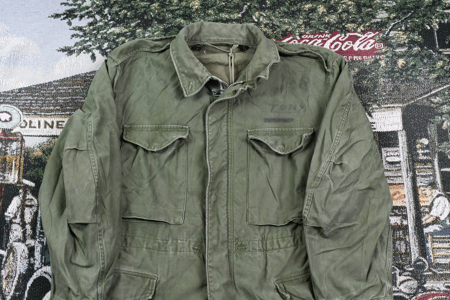 Vintage 1970s Army Military Button Up Jacket Men's Small from propervintagecanada