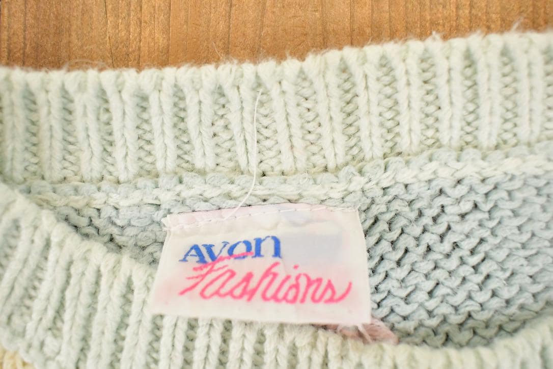 Vintage 1970s Avon Fashions Abstract Loose Knit Crewneck Sweater Womens L from propervintagecanada