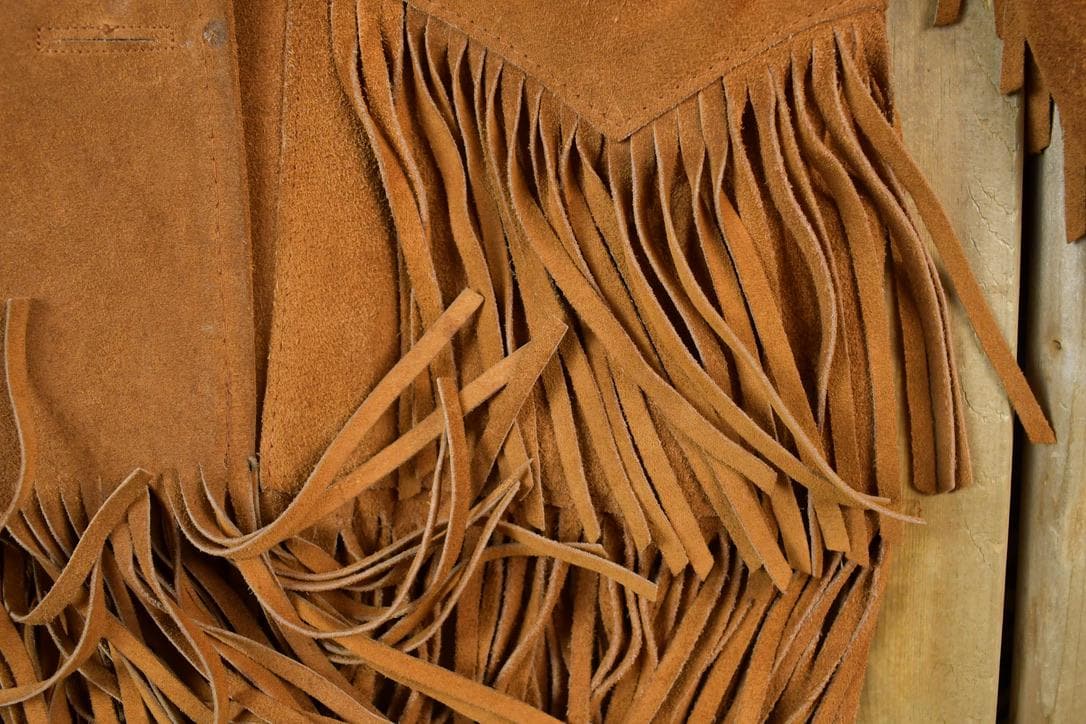 Vintage 1970s Aztec Pioneer Fringe Leather Western Jacket Women's S from propervintagecanada