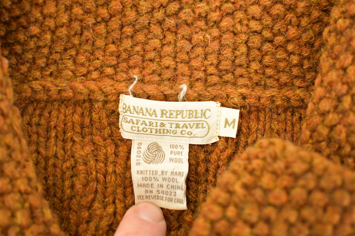 Vintage 1970s Banana Republic Wool Cable Knit Cardigan Sweater Women's M from propervintagecanada