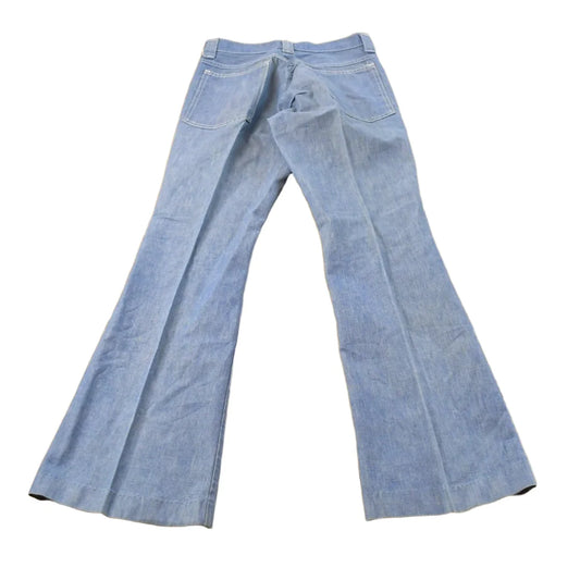 Vintage 1970s Bell Bottom Flare Denim Pleated Pants Men's 28 x 31 from propervintagecanada