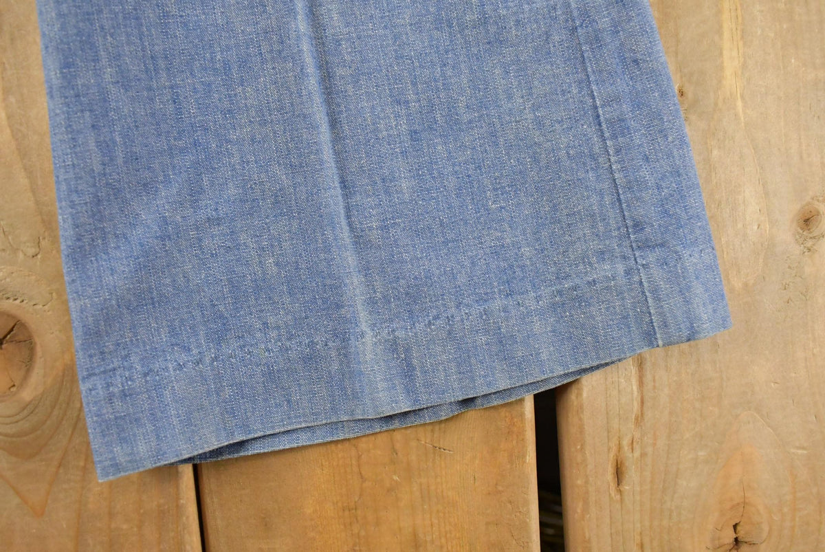 Vintage 1970s Bell Bottom Flare Denim Pleated Pants Men's 28 x 31 from propervintagecanada