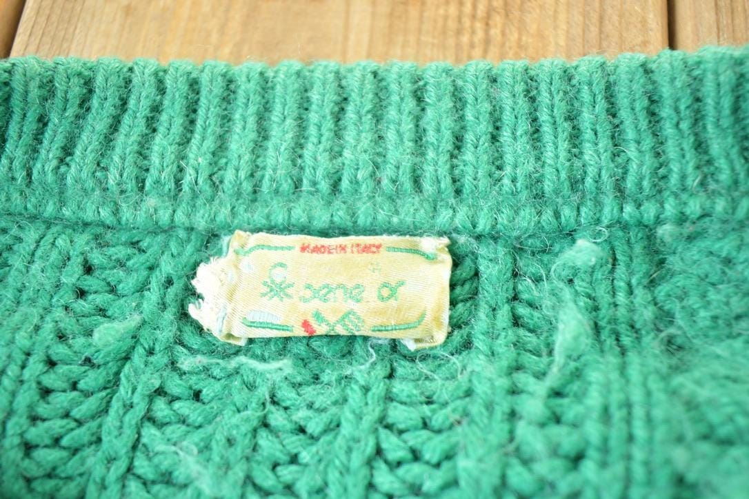 Vintage 1970s Benetton Wool Cable Knit Sweater Womens M-L from propervintagecanada