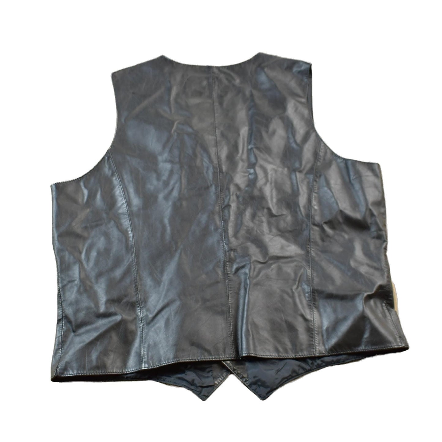 Vintage 1970s Berman's Black Leather Vest Men's Large from propervintagecanada