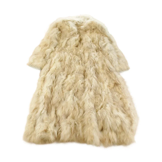 Vintage 1970s Beth Glaser Embroidered Full Length White Fox Fur Coat Women's Large from propervintagecanada