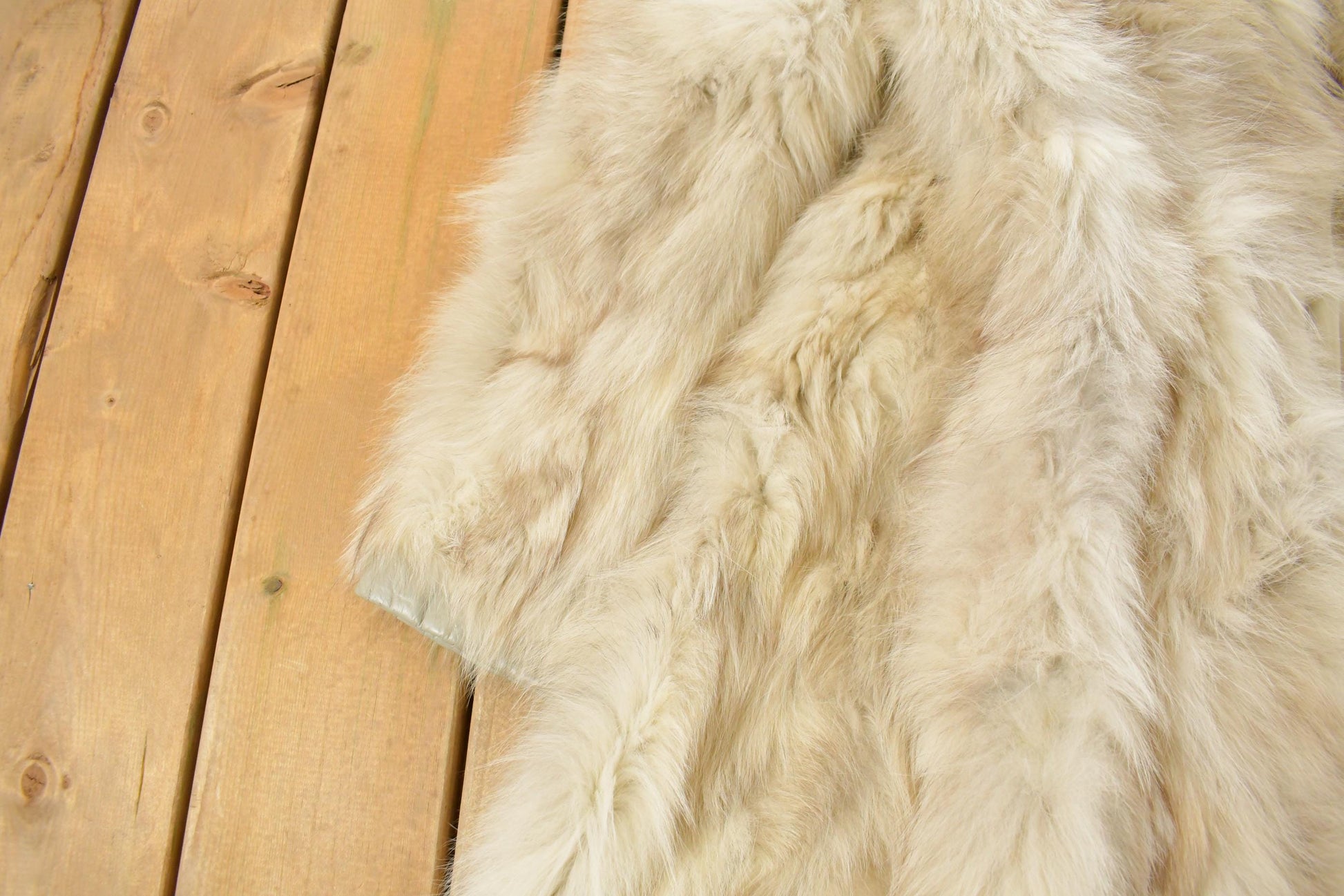 Vintage 1970s Beth Glaser Embroidered Full Length White Fox Fur Coat Women's Large from propervintagecanada