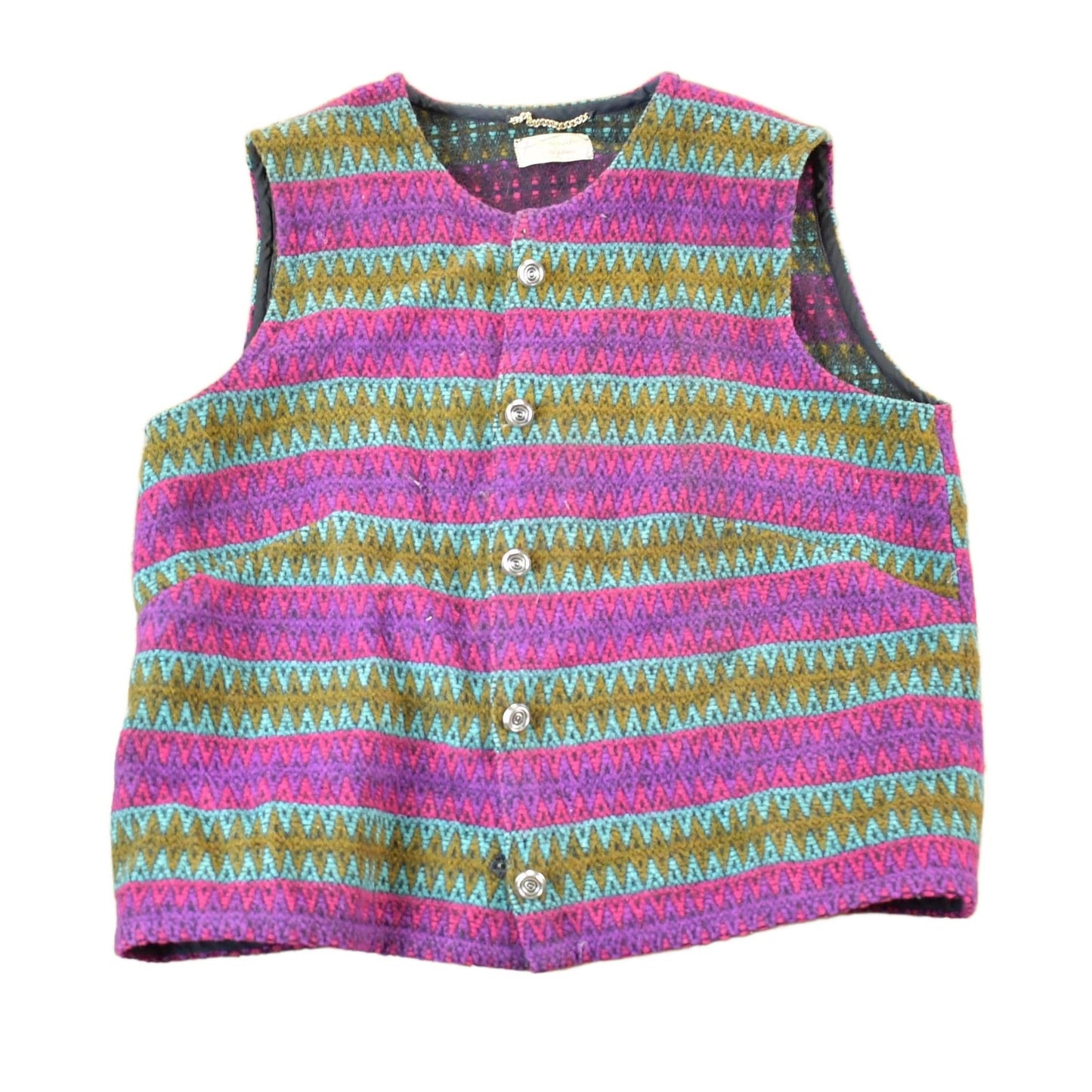 Vintage 1970s Betty Johnson Button Up Knit Sweater Vest Womens Large from propervintagecanada