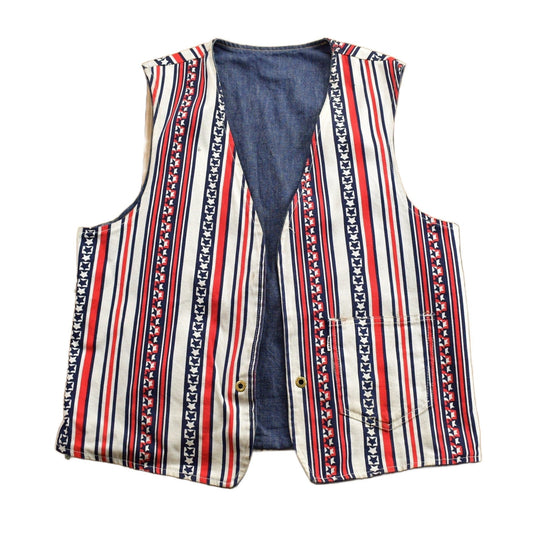 Vintage 1970s Big E Levis Reversible Denim Jean Jacket Vest Men's Small from propervintagecanada