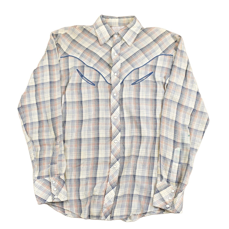 Vintage 1970s BJ - R Southwestern Plaid Button Up Shirt Men's Large from propervintagecanada