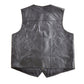 Vintage 1970s Black Leather Vest Men's Medium from propervintagecanada