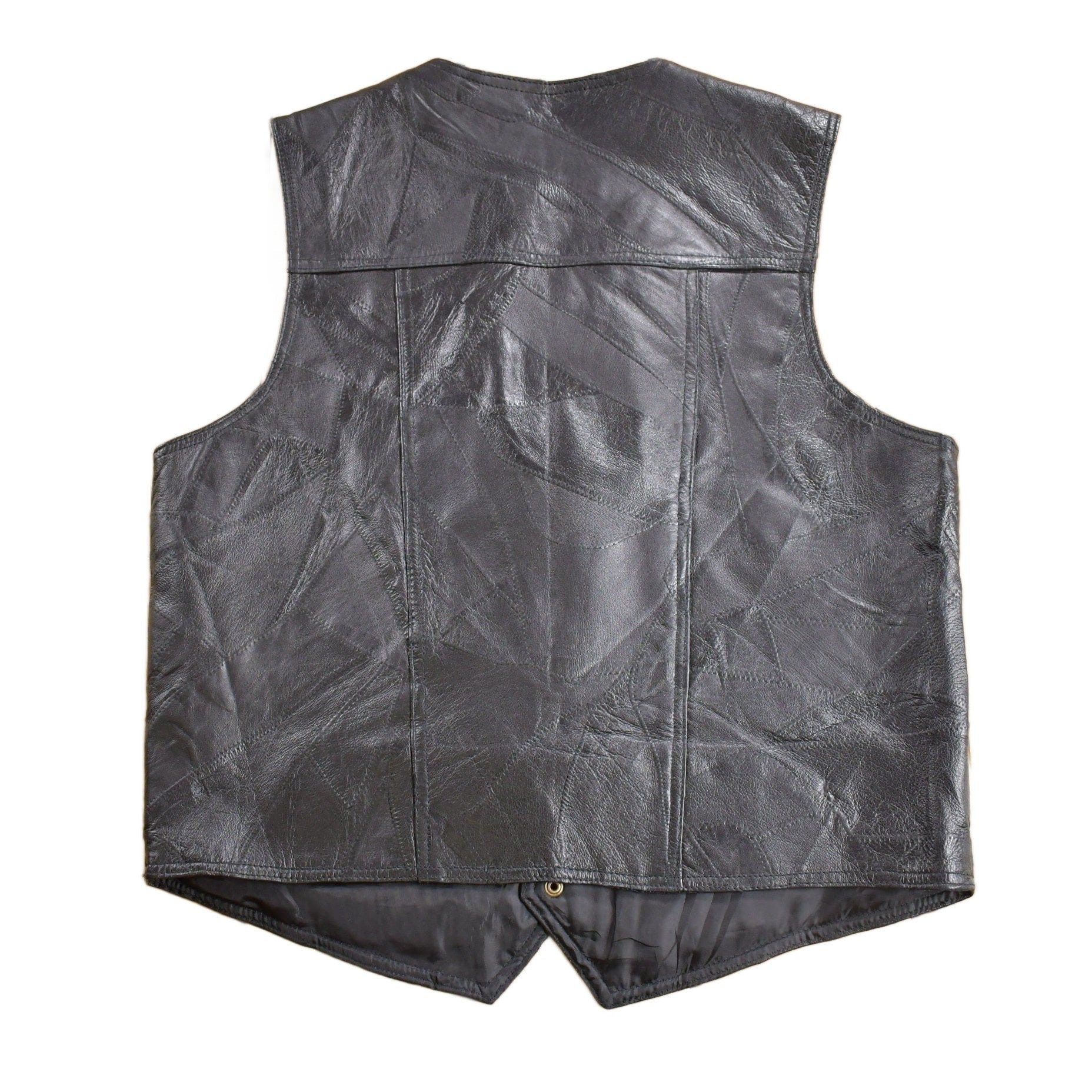 Vintage 1970s Black Leather Vest Men's Medium from propervintagecanada