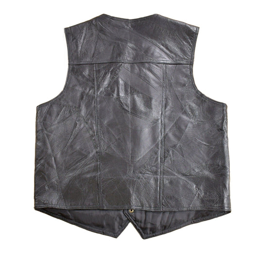 Vintage 1970s Black Leather Vest Men's Medium from propervintagecanada