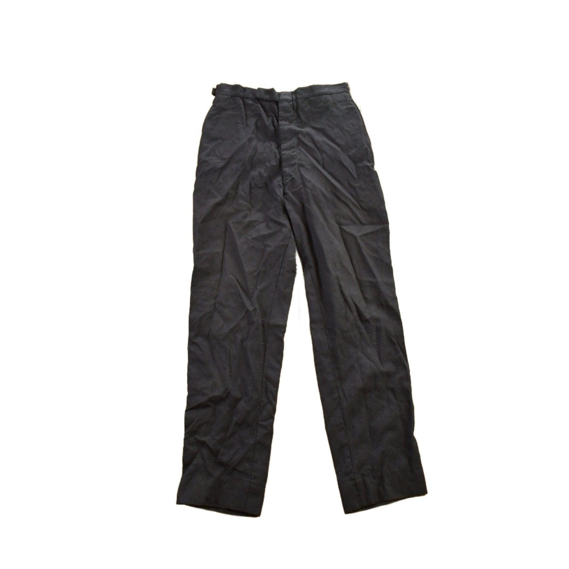 Vintage 1970s Black Wool Trousers Size 26x27 from propervintagecanada