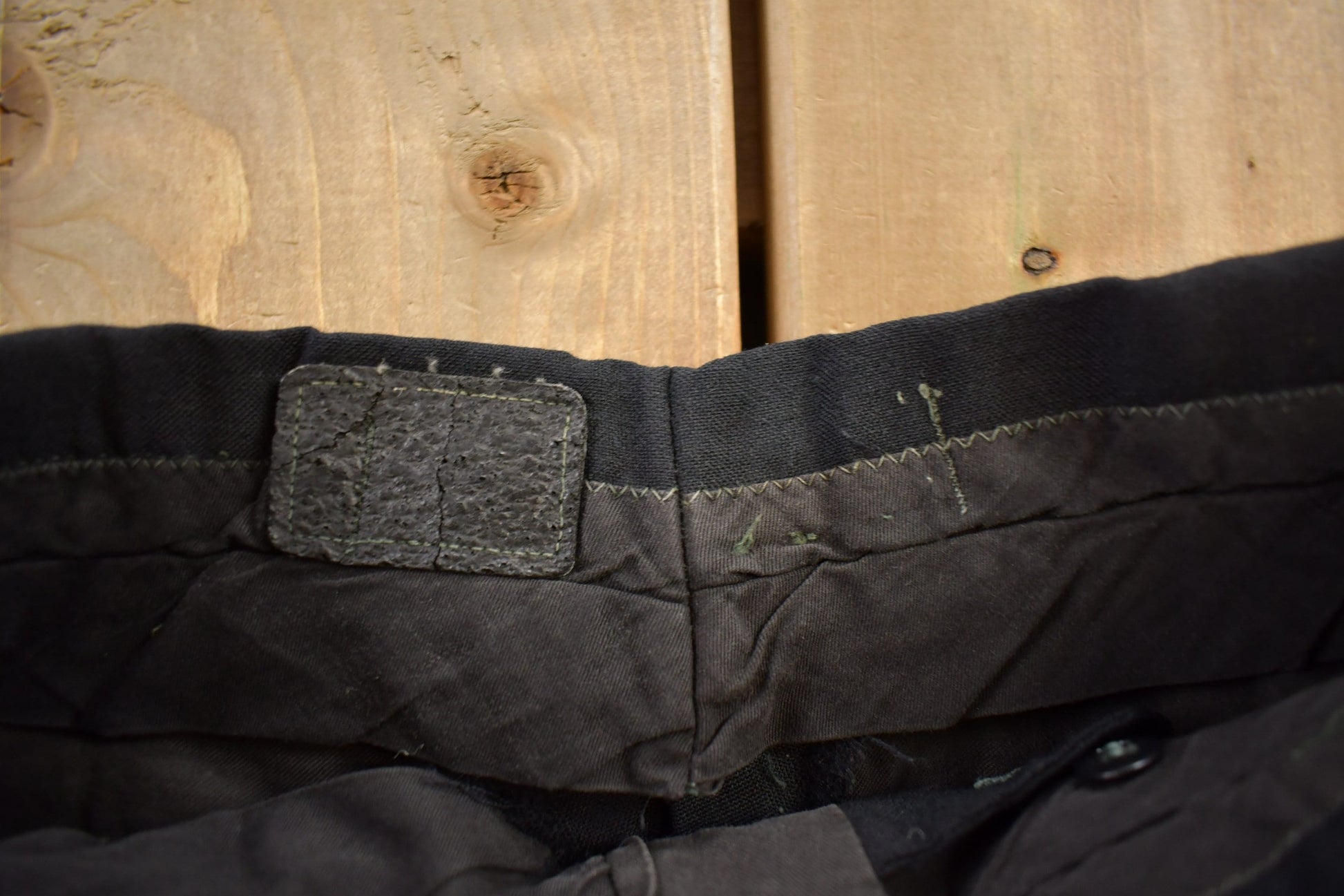 Vintage 1970s Black Wool Trousers Size 26x27 from propervintagecanada