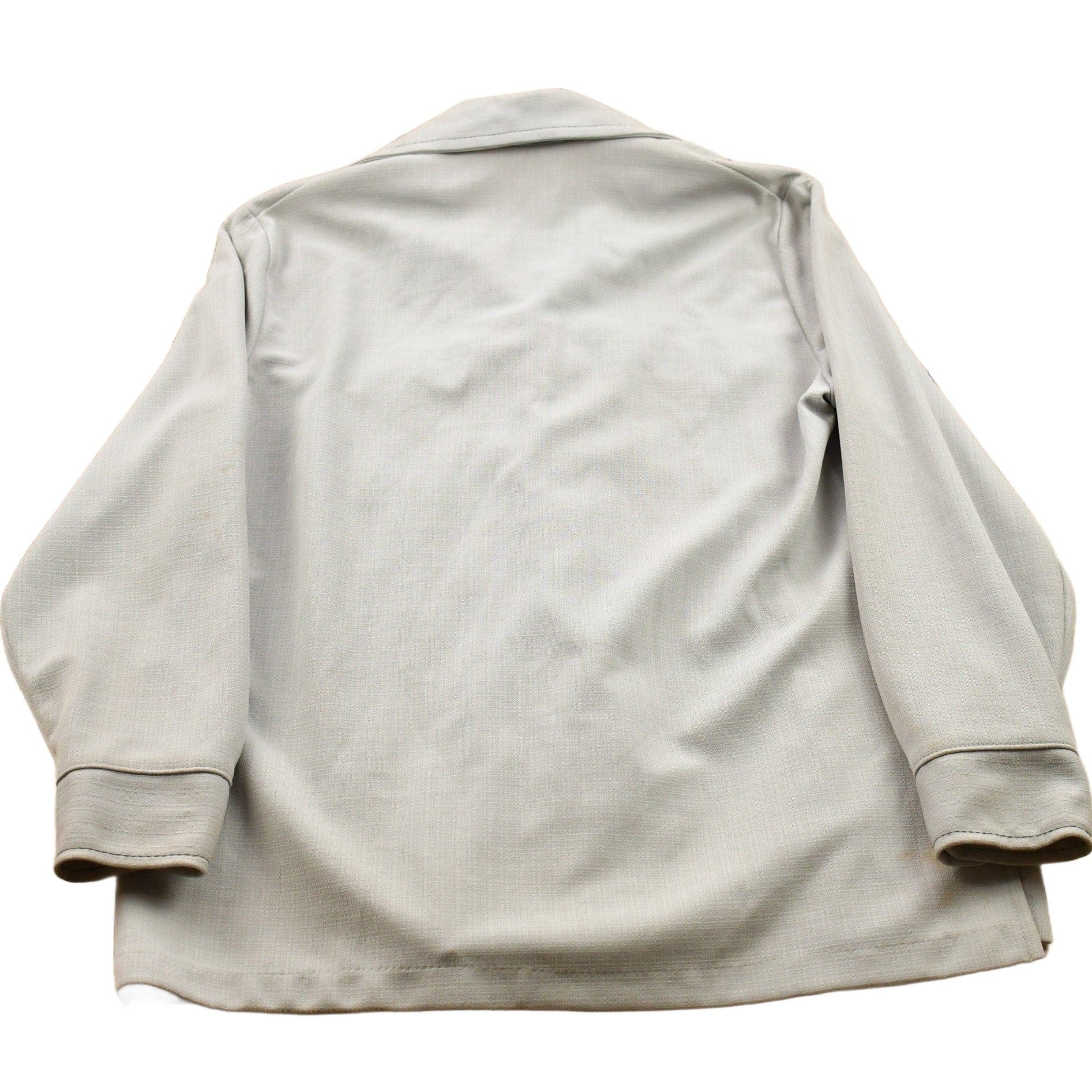 Vintage 1970s Blank Grey Button Up Shirt Men's S from propervintagecanada