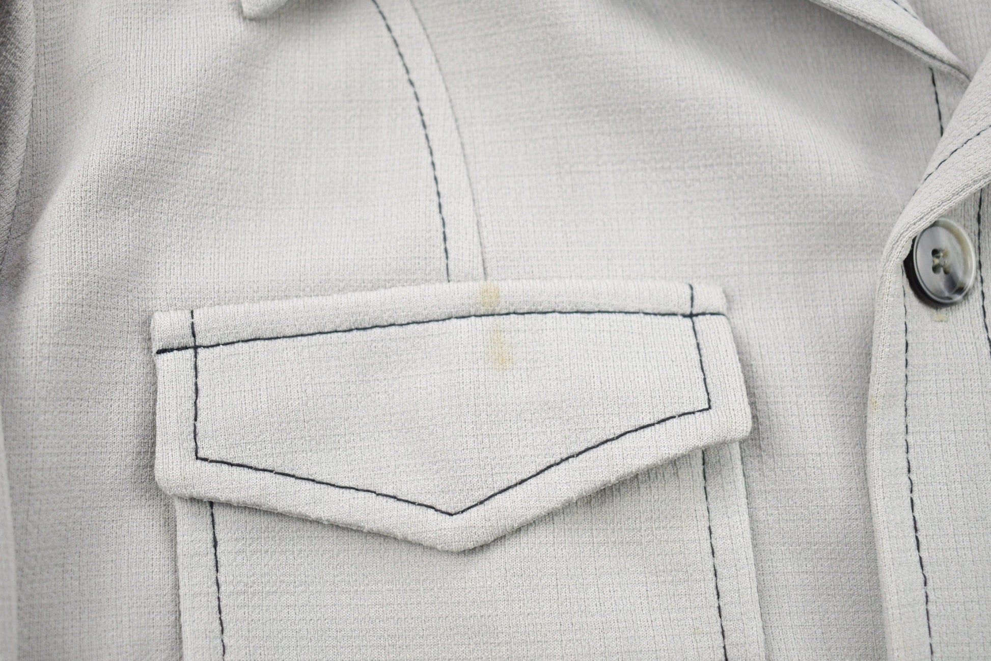 Vintage 1970s Blank Grey Button Up Shirt Men's S from propervintagecanada
