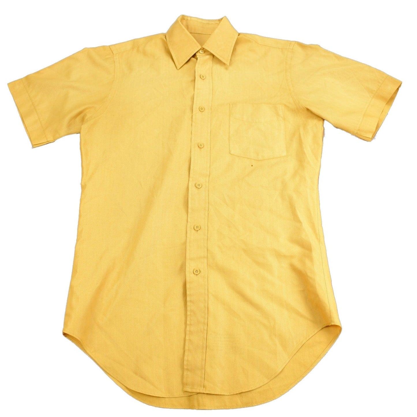 Vintage 1970s Blank Yellow Button Up ShirtMen's Medium