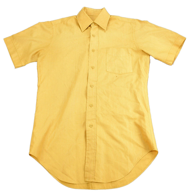Vintage 1970s Blank Yellow Button Up ShirtMen's Medium from propervintagecanada