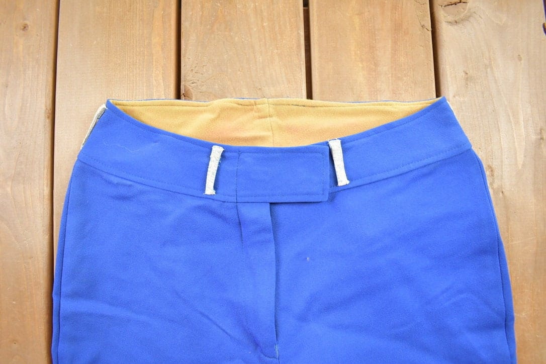 Vintage 1970s Blue Wool Trousers Size 32x25 from propervintagecanada