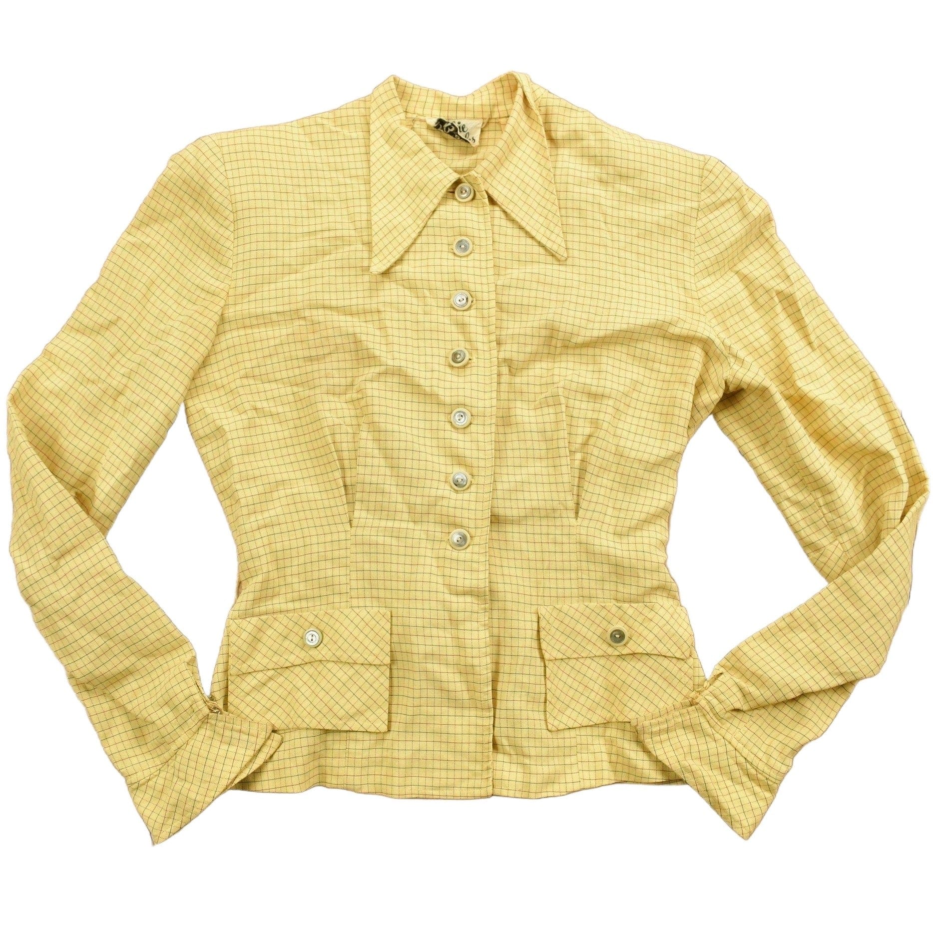 Vintage 1970s Bobbie Brooks Striped Yellow Button Up Shirt Men's XS from propervintagecanada
