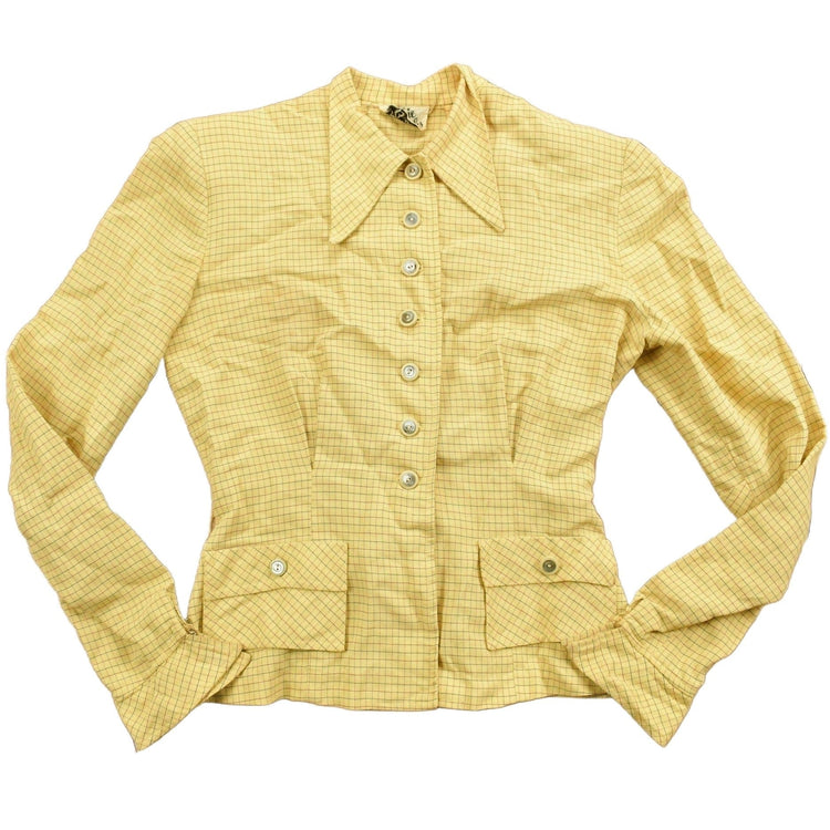 Vintage 1970s Bobbie Brooks Striped Yellow Button Up Shirt Men's XS from propervintagecanada