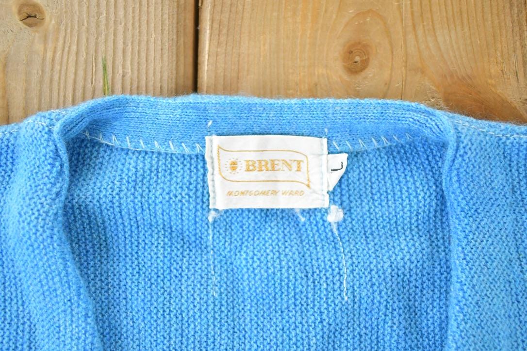 Vintage 1970s Brent Knit Perfect Mild Distress Cardigan Sweater Men's Large from propervintagecanada