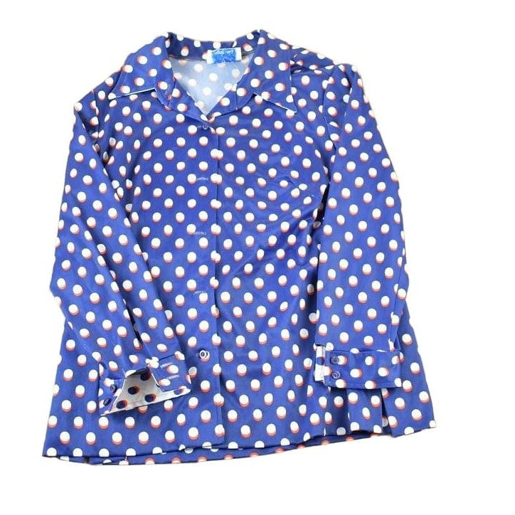 Vintage 1970s Brief Originals Polka Dot Button Up Western Style Shirt Men's Medium