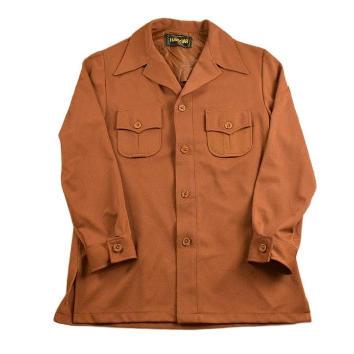 Vintage 1970s Brown Button Up Shirt Men's Large from propervintagecanada