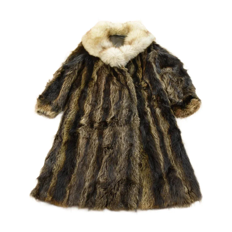 Vintage 1970s Brown Racoon Fur Coat Women's Medium from propervintagecanada