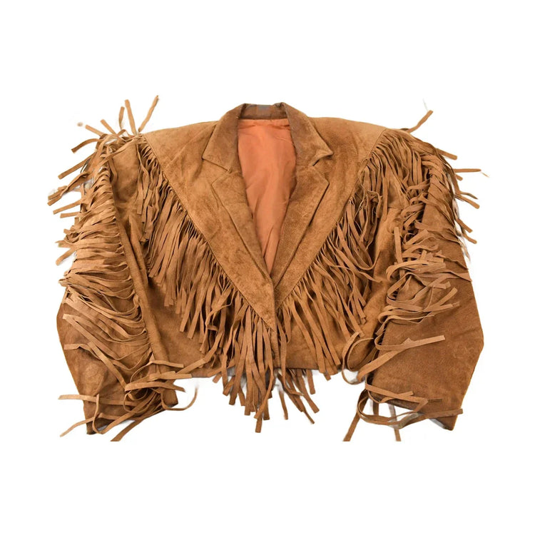 Vintage 1970s Brown Suede Fringe Leather Jacket from propervintagecanada