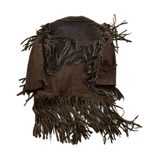 Vintage 1970s Brown Suede Leather Fringe Jacket Men's Small from propervintagecanada