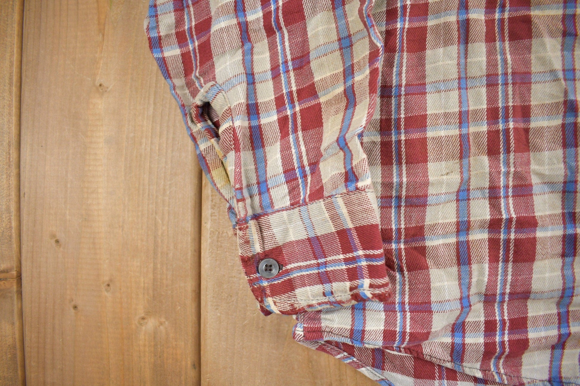 Vintage 1970s Buckeye Plaid Flannel Button Up Shirt Men's XL from propervintagecanada