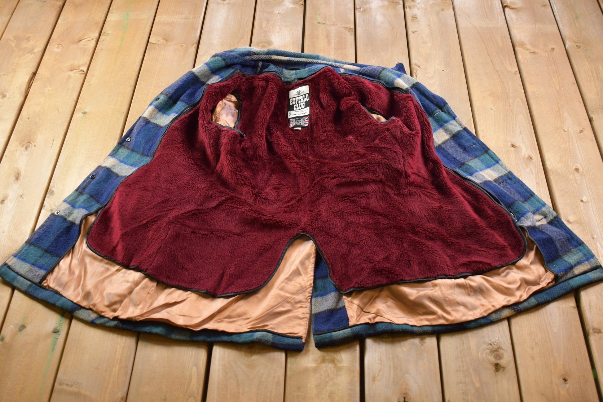 Vintage 1970s Buffalo Club Wool Lined Plaid Jacket Men's Medium from propervintagecanada
