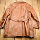 Vintage 1970s Burnt Orange Full Length Leather Trench Coat Men's XL from propervintagecanada