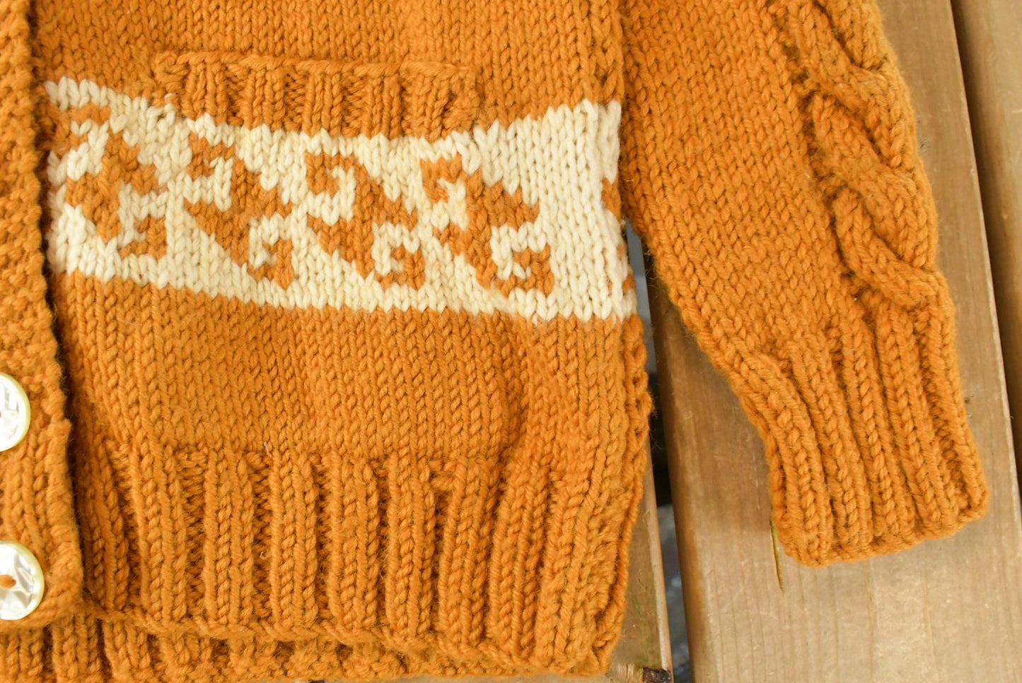 Vintage 1970s Cable Knit Nordic Cardigan Sweater Women's Medium from propervintagecanada