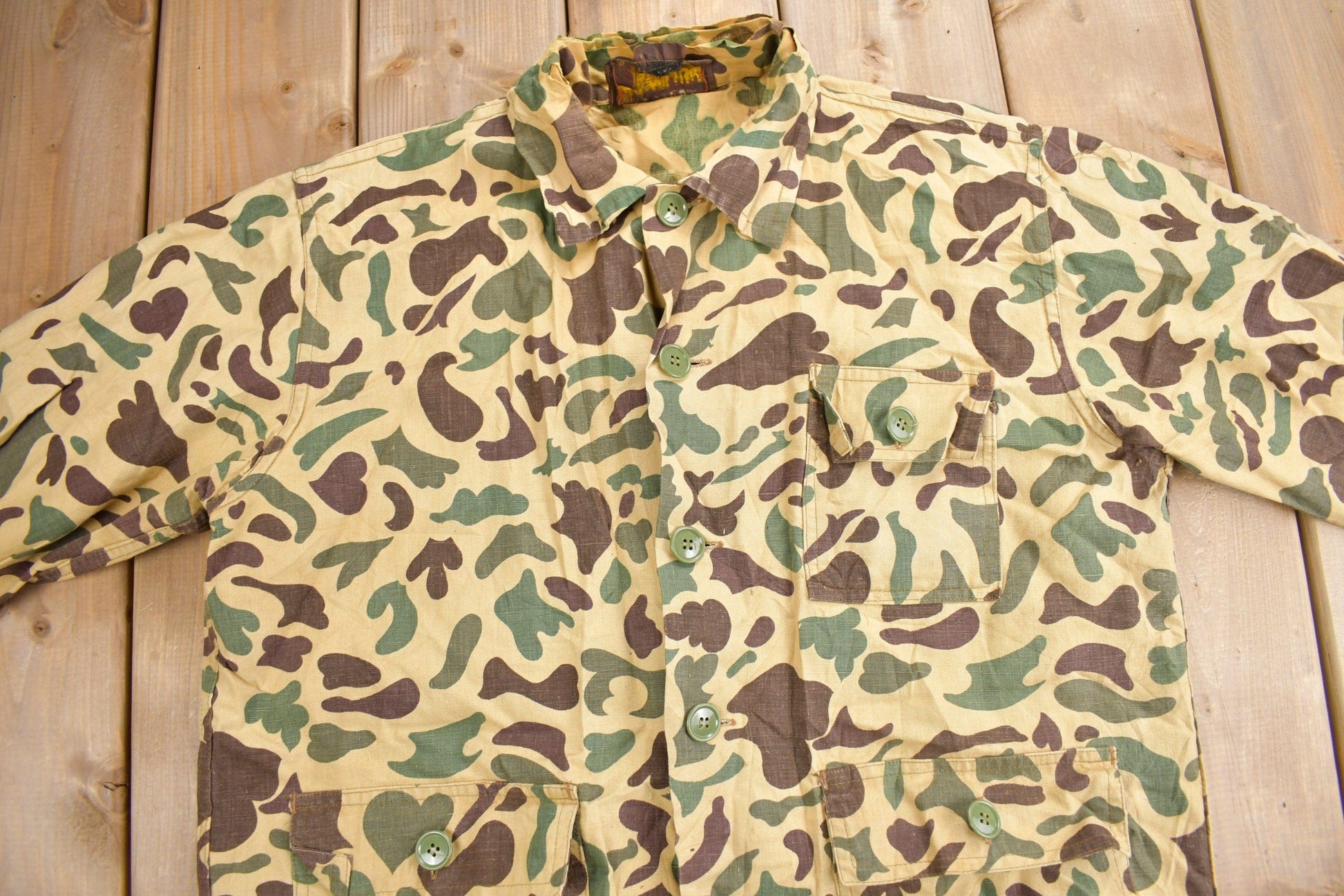 Vintage 1970s Caliber Duck Camo Button Up Shirt Men's M from propervintagecanada