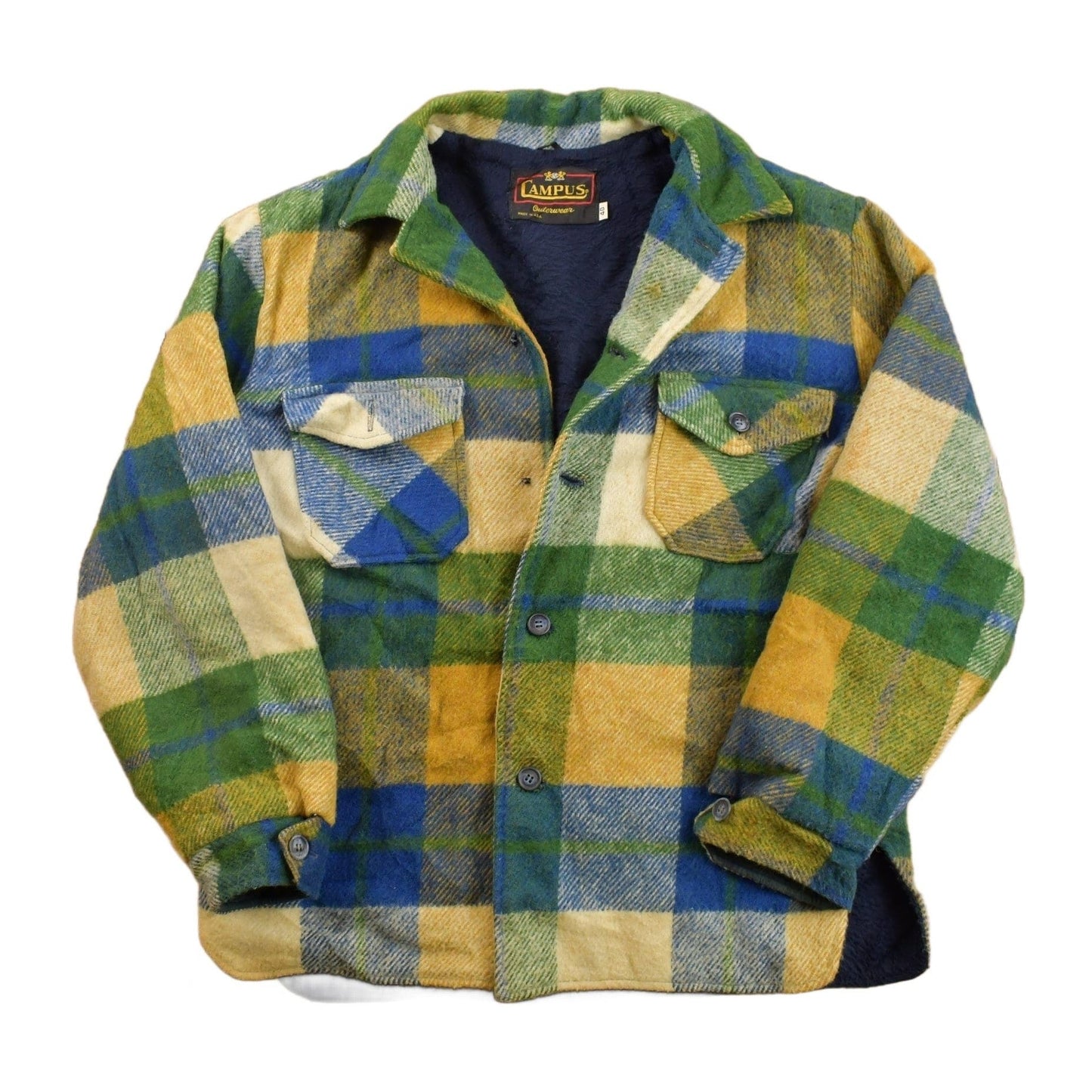 Vintage 1970s Campus Plaid Button Up Shirt Men's Large from propervintagecanada