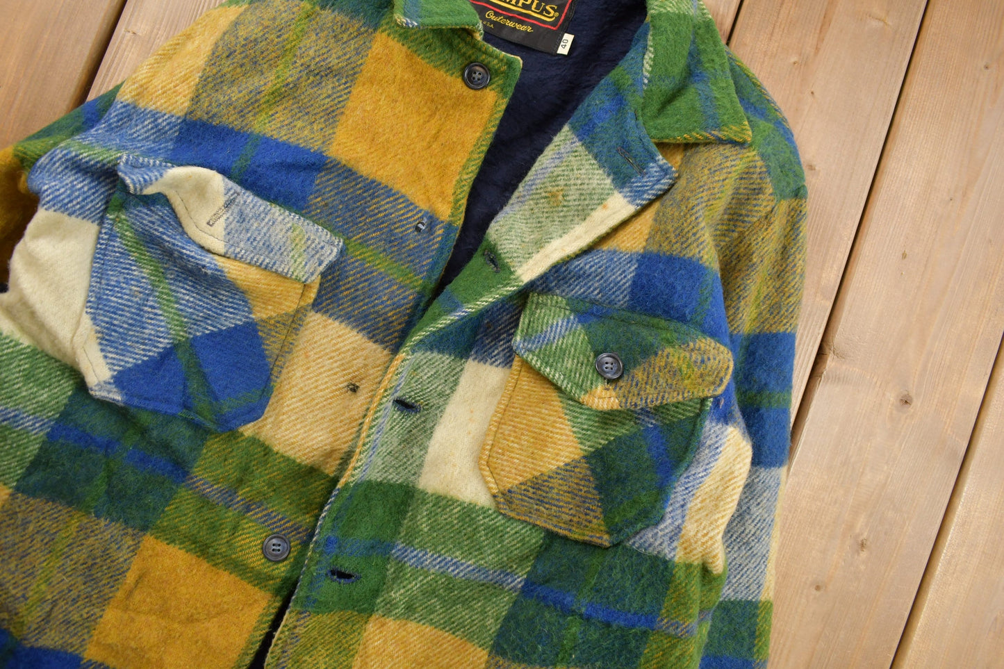 Vintage 1970s Campus Plaid Button Up Shirt Men's Large from propervintagecanada