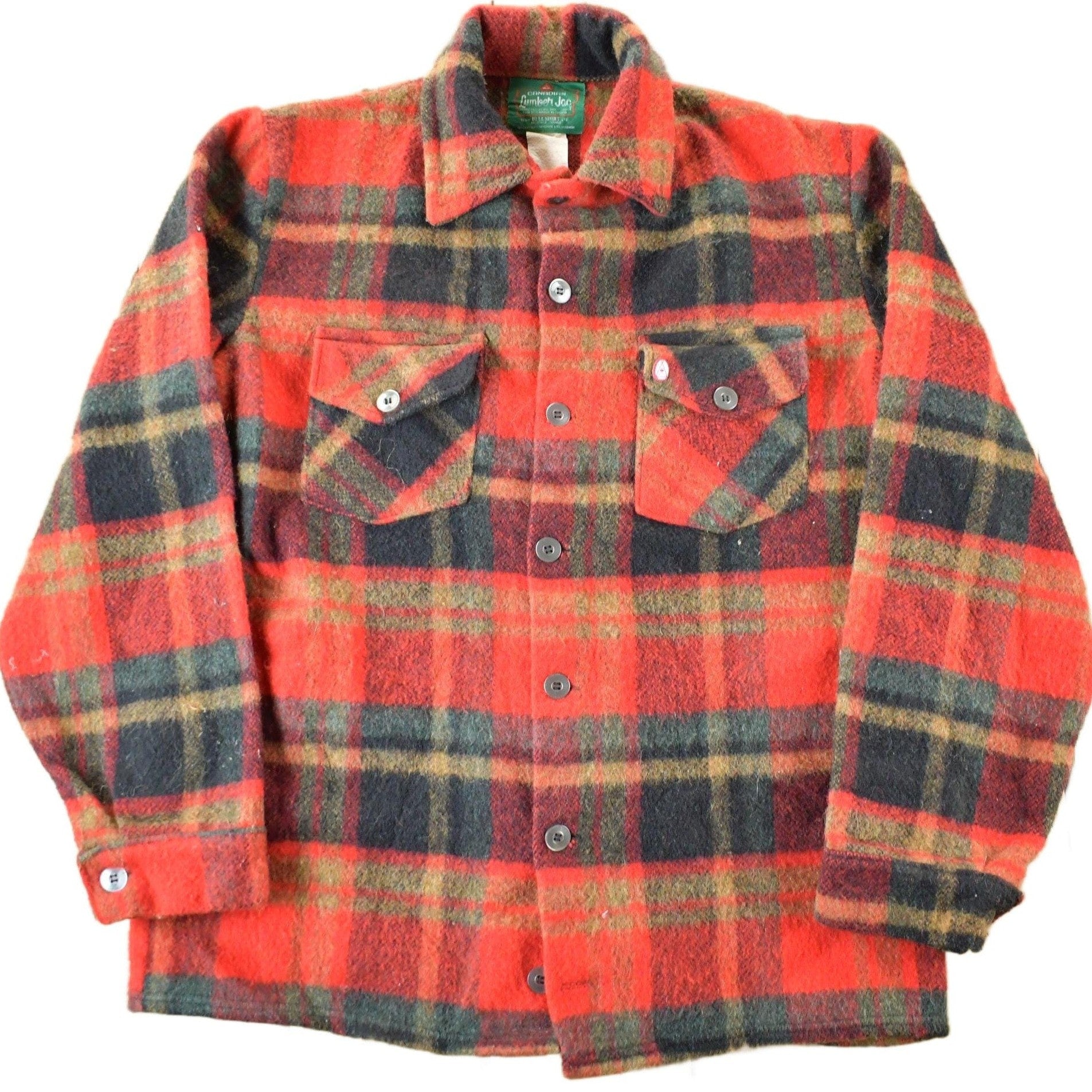 Vintage 1970s Canadian Lumber Jac Wool Flannel Shirt Jacket Men's M from propervintagecanada
