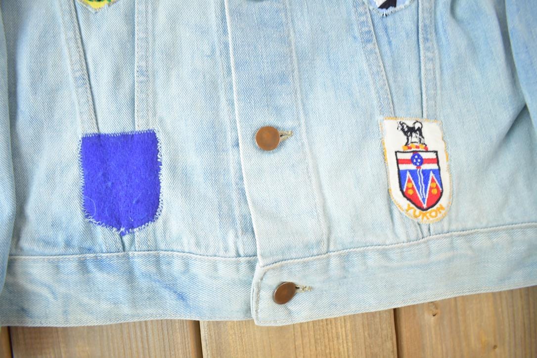 Vintage 1970s Canadian Souvenir Patch Work Jean Jacket Men's S from propervintagecanada