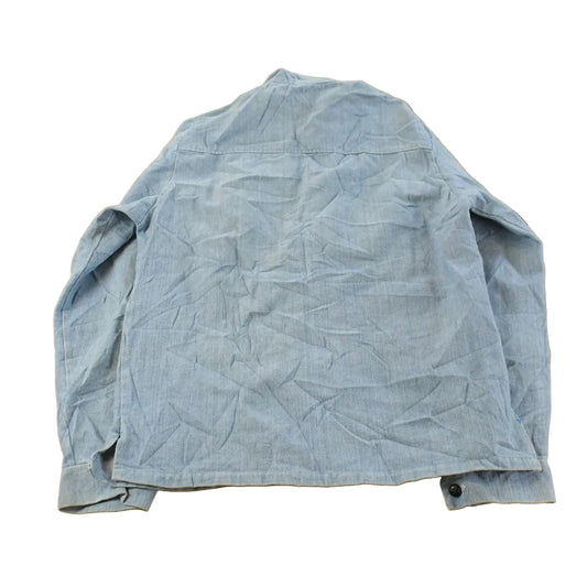 Vintage 1970s Chambray Lace Pullover Shirt Men's Medium from propervintagecanada