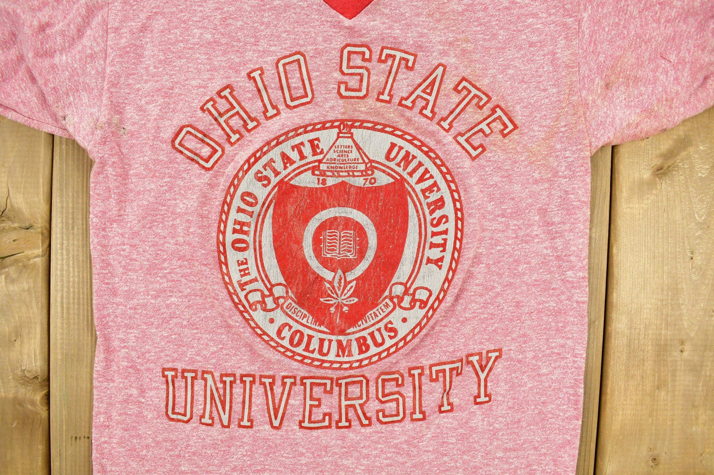 Vintage 1970s Champion University of Ohio State Collegiate Ringer T-Shirt Men's 2XS from propervintagecanada