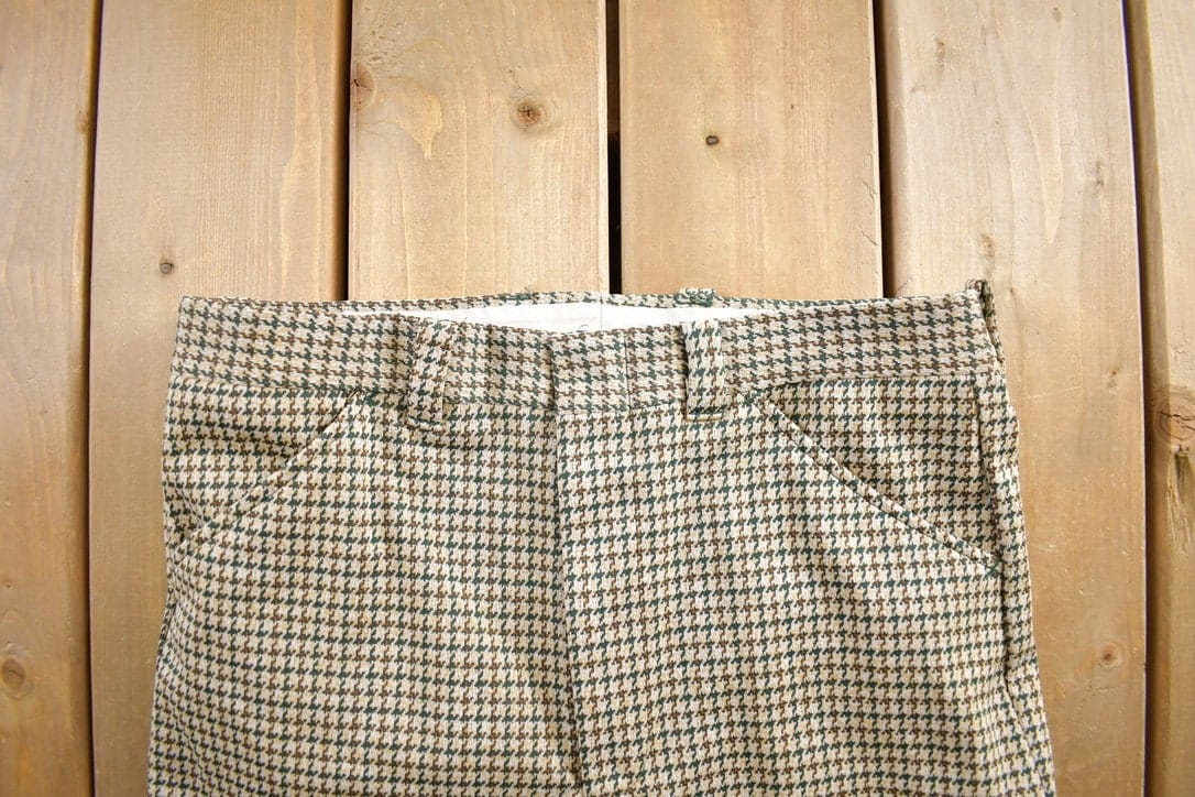 Vintage 1970s Checkered Wool Trousers Men's 36x32 from propervintagecanada