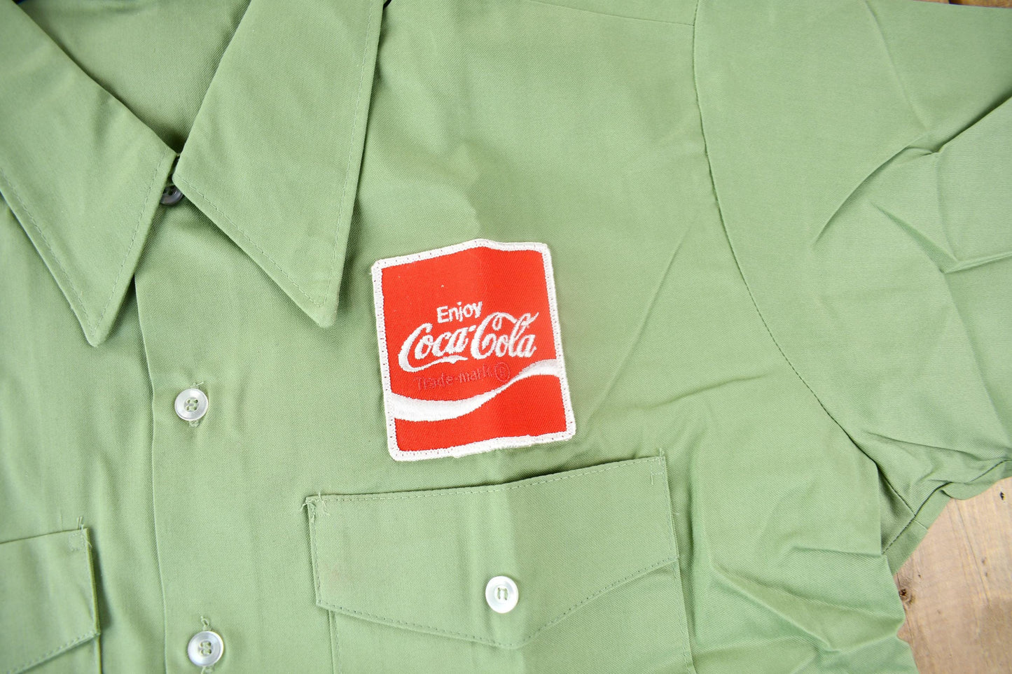 Vintage 1970s Coca Cola Embroidered Button Up Shirt Men's XL from propervintagecanada