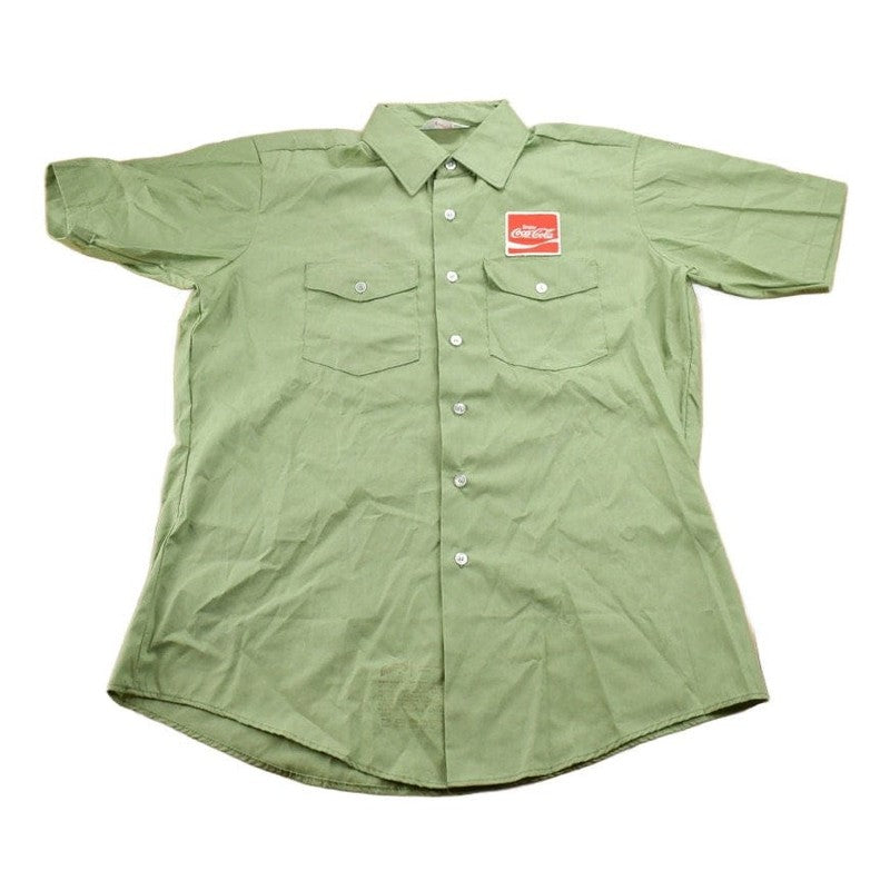 Vintage 1970s Coca Cola Embroidered Patch Button Up Shirt Men's XL from propervintagecanada