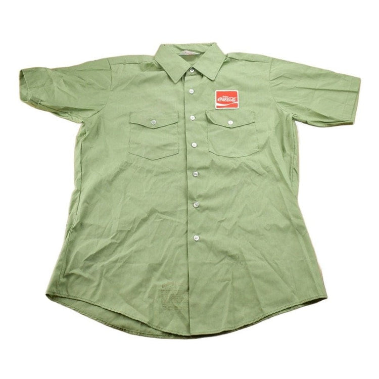 Vintage 1970s Coca Cola Embroidered Patch Button Up Shirt Men's XL from propervintagecanada