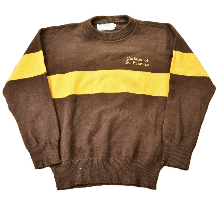 Vintage 1970s College Of St Francis Knitted Crewneck Sweater Men's Medium from propervintagecanada