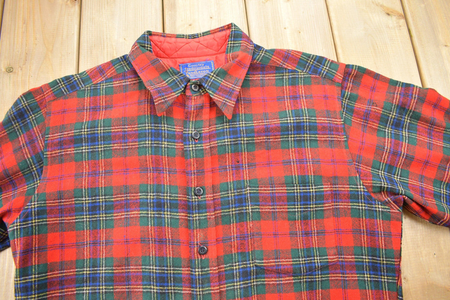 Vintage 1970s Country Traditionals Pendleton Plaid Button Up Board Shirt Men's Large from propervintagecanada