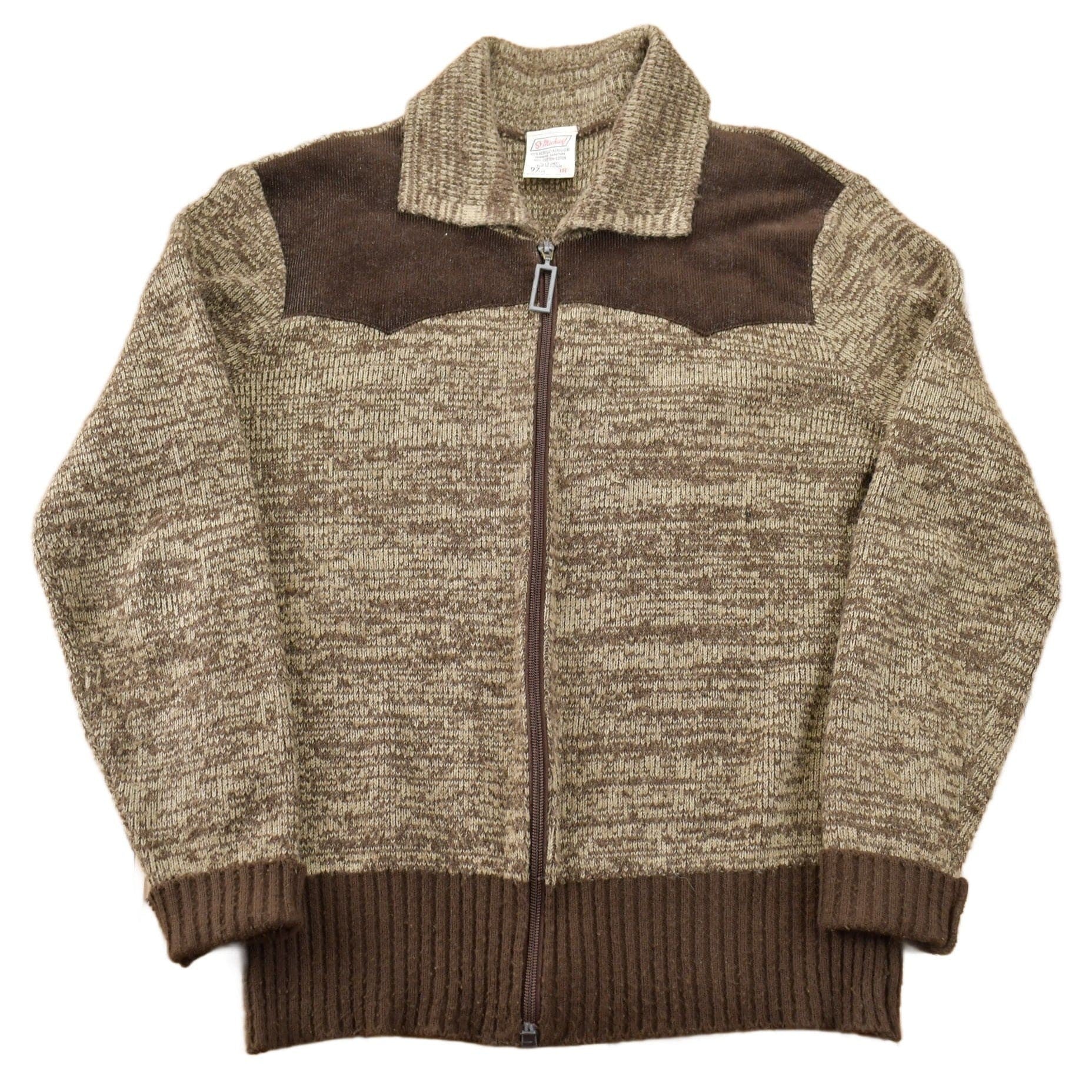 Vintage 1970s Cowboy Suede Full Zip Knit Sweater Men's Small from propervintagecanada