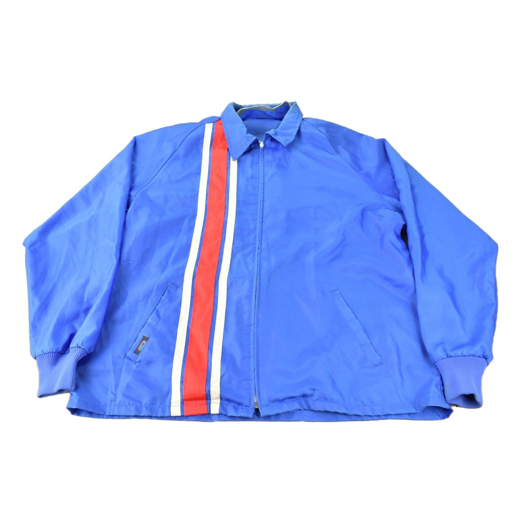Vintage 1970s Crown Striped Windbreaker Jacket Size XXL Made In USA from propervintagecanada